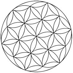 the flower of life is shown in black and white