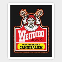 a sticker with an image of a skull and antelope on it that says weirdo old fashioned cannabisism