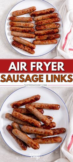 Link sausage made in the air fryer, to pin. Air Fryer Sausage Links, Sausage In Air Fryer, Link Sausage, Pork Breakfast Sausage