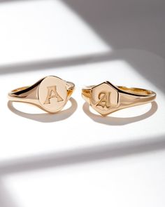 Our very first personalized ring is here- Meet the Luv Aj Fine Oval Signet Ring. Available in Sterling Silver or 14K Gold, this classic piece is perfect to customize for yourself or a gift for a friend. This ring is available in two font options to really make it your own xx Classic 14k Gold Stackable Rings With Initials, 14k Gold Stackable Rings With Initials, Personalized Initial Ring In 14k Gold With Round Band, Personalized 14k Gold Initial Ring With Round Band, Personalized Engraved 14k Gold Ring, Timeless Gold Signet Ring With Hallmarks, Timeless Gold Initial Ring For Promise, Timeless Gold Initial Promise Ring, Timeless 14k Gold Initial Ring