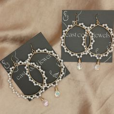 The Estrella Dangles are a lovely pair of pearl and crystal dangle earrings. 14 K. Gold Fill Austrian Pearls / Crystals Cubic Zirconia Post / Ear Wires Crystal Dangle Earrings, Hand Wrap, Swarovski Pearls, Gift Jewelry, Austrian Crystal, Ear Wire, Jewelry Ideas, Ear Wires, Freshwater Pearls