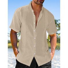 Season:Summer; Fabric:Cotton And Linen; Sleeve Length:Short Sleeve; Look After Me:Washable,Wet and Dry Cleaning; Gender:Men's; Style:Fashion,Comfortable; Tops Type:Band Collar Shirt,Beach Wear,Summer Shirt,Guayabera Shirt,Linen Shirt,Casual Shirt,Button Up Shirt; Occasion:Streetwear,Hawaiian,Casual,Daily,Holiday,Vacation; Pattern:Plain; Neckline:Stand Collar; Listing Date:03/28/2023; Bust:; Length:; Shoulder Width:; Sleeve: Mens Guayabera Shirts, Shirts Streetwear, Banded Collar Shirts, Mens Shirts Online, Guayabera Shirt, Graduation Outfits, Linen Shirts, Linen Shirt Men, Mens Linen