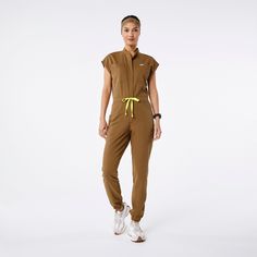 Official FIGS® Scrubs. Ridiculously Soft Scrubs Designed Just For You. Get Free Shipping On Orders $50+! | FIGS Womens Earth Rafaela - Cargo ScrubJumpsuit™ Fig Scrubs, Nurse Fashion Scrubs, Green Figs, Nurse Fashion, Nursing Fashion, Figs Scrubs, Awareness Ribbon, Dental Assistant, Awareness Ribbons