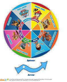 the spinner wheel for paw patrol is shown in this graphic above it's caption