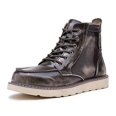 Category:Boots; Upper Materials:Leather; Lining Materials:Leather; Gender:Men's; Toe Shape:Round Toe; Outsole Materials:Rubber; Closure Type:Lace-up; Function:Comfortable,Slip Resistant; Listing Date:08/13/2024; 2024 Trends:Work Boots; Foot Length:null; Foot Width:null Rugged High Ankle Lace-up Boots For Fall, High-top Martin Boots With Reinforced Heel For Fall, Fall Moto Boots With Reinforced Toe, High-top Combat Boots With Leather Footbed For Fall, Rugged Martin Boots With Rubber Sole, Steel Toe High-top Moto Boots For Fall, Rugged Ankle-high Work Boots For Fall, Fall Martin Boots With Reinforced Toe And Ankle-high, Fall High-top Moto Boots With Steel Toe