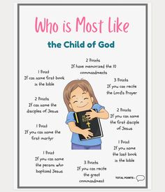 a poster with the words who is most like the child of god and an image of a