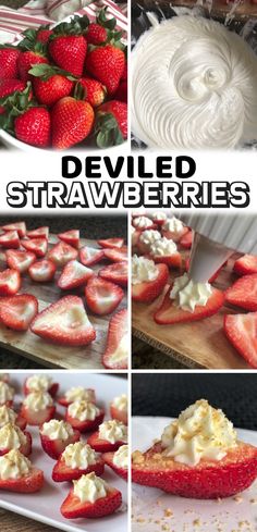 strawberry desserts with whipped cream and strawberries