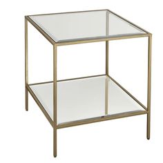 Gold and Glass End Table - Nest Interior Design Gold Night Stand, Night Stand Table, Gold Nightstand, Glass End Table, Gold Night, Glass Tables, Stand Table, Glass End Tables, Side Coffee Table