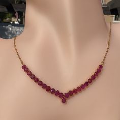 Natural Burmese Ruby Necklace In 18 K Solid Gold With Lab Certificate New Weight Approximately 6.3 Grams Length Approximately 18 Inches Ruby Approximately 8cts Simple Ruby Necklace Designs, Latest Ruby Necklace Designs, Ruby Necklace Designs, Ruby Jewelry Necklaces, Burmese Ruby, Ruby Necklace, Ruby Jewelry, Burmese, Necklace Designs