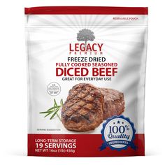 legend freeze dried diced beef with herbs and seasoning, 10oz / bag