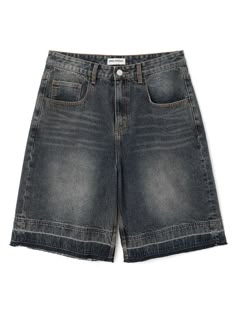 This is a comfortable denim pants that are made out of high quality cotton 100% denim fabric. With design detail of bermuda silhouette, raw edges, and logo engraved cantons, it gives a comfortable and trendy mood. - Unique washing detail- Logo engraved cantons - Raw edge detail- Bermuda silhouette Black Baggy Cargo Shorts, Low Rise Jorts, Baggy Jean Shorts, Bermuda Pants, Clothing Pieces, Shorts For Men, Washed Denim, Dream Clothes, Raw Edge