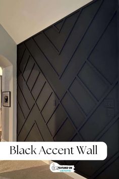 a black accent wall in a bathroom with the words'black accent wall'over it