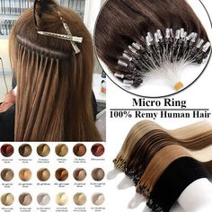 (eBay) 200PCS Micro Ring Loop Tip Real Remy Human Hair Extensions Micro Beads Link Hair Nano Ring Extensions, Hair Extensions For Volume Not Length, Micro Weft Hair Extensions, Micro Braids Human Hair, Individual Hair Extensions, Micro Hair Extensions, Hair Extensions Styles, Nano Hair Extensions, Glue In Hair Extensions