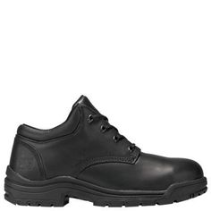 Durable, comfortable, and with casual looks, these work shoes feature an alloy safety toe, anti-slip rubber outsole, and an antimicrobial lining for odor control. | Timberland Men's TiTAN Casual Alloy Toe Work Shoe Black Smooth, Size Medium Slip-resistant Lace-up Sneakers For Outdoor Work, Sporty Shock Resistant Lace-up Work Boots, Shock Resistant Sneakers For Outdoor Work With Round Toe, Shock Resistant Sneakers For Outdoor Work, Ankle-high Work Boots With Reinforced Toe, Slip-resistant Low-top Work Boots For Outdoor Activities, Slip-resistant Low-top Work Boots For Outdoor, Rugged Lace-up Sneakers With Reinforced Toe, Steel Toe Lace-up Safety Sneakers