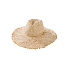 Sun Hat Raffia weaving Fray accents Inner adjustable strap Composition: Raffia + Paper Circumference: 22.5" Brim: 5" Crown height: 4" One size fits most Bohemian Lightweight Brimmed Hat, Bohemian Fedora Straw Hat For Warm Weather, Bohemian Brimmed Lightweight Hat, Bohemian Beige Straw Hat For Travel, Bohemian Fedora Panama Hat For Warm Weather, Beige Bohemian Panama Hat For Warm Weather, Bohemian Beige Panama Hat For Warm Weather, Natural Woven Sun Hat For Beach Season, Woven Sun Hat For Summer