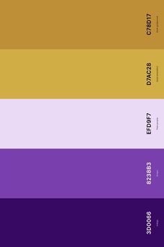 the color palette is different shades of yellow, purple, and green with text on it