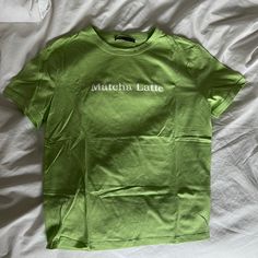 Zara Cotton Matcha Latte T Shirt Size M, Never Worn Green Shirt Aesthetic, Matcha Shirt, Diy Designs, Matcha Latte, Green Tshirt, Tshirt Outfits, Green Shirt, Christmas 2024, Green Aesthetic