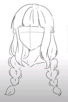 Hair Layout Drawing, Hair Drawing With Bangs, Hime Haircut Drawing, Anime Hair Outline, Hair Styles Drawing Reference Female, Head Piece Drawing, Hair Drawing Reference Anime, Anime Hair Inspiration, Anime Base Hair