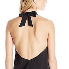 New W/ Tags! - Sassy & Sexy - Features A Low Cut Back - Funnel Neckline And Adjustable Self Tie - Flowy And Light - Fully Lined - 100% Polyester Neck Halter Top, Funnel Neck, Funnel, Low Cut, Halter Top, Womens Tops, Tags, Women Shopping, Black