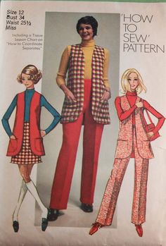 an old fashion sewing pattern for women's pants and jackets, with the words how to sew patterns