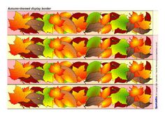 four rows of autumn leaves with different colors and sizes on the bottom row, each one has an individual's own name