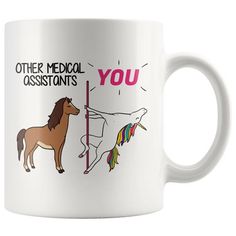 a white coffee mug with an image of two horses and the words, other nurse preceptors you