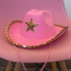 Brand New. Cute For Festival Szn, A Bachelorette Or A Birthday Cowgirl Theme. Gold Sequin Star With Sequins Trim Includes Pink Bandana Trendy Pink Party Hat, Fun Pink Hats For Country Events, Fun Pink Hat For Country Events, Trendy Pink Hat For Birthday, Pink Summer Birthday Hat, Cute Pink Party Hat, Cute Pink Festival Hat, Playful Pink Festival Hat, Pink Bandana