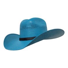 Rio Turquoise Straw Cowboy Hat by Gone Country - Bourbon Cowgirl Western Blue Straw Hat For Summer, Blue Western Straw Hat For Summer, Blue Western Hat For Vacation, Western Style Blue Straw Hat For Summer, Blue Country Style Summer Hat, Blue Brimmed Sun Hat For Rodeo, Blue Brimmed Straw Hat For Rodeo, Western Blue Sun Hat With Flat Brim, Blue Western Straw Hat With Curved Brim