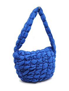 Colors: Blue Trendy Nylon Puffer Bag, Casual Nylon Puffer Bag, Travel Nylon Puffer Shoulder Bag, Trendy Packable Nylon Shoulder Bag, Blue Quilted Nylon Bags, Light Blue Nylon Bag For Daily Use, Blue Rectangular Nylon Shoulder Bag, Trendy Blue Quilted Bag, Blue Nylon Rectangular Shoulder Bag