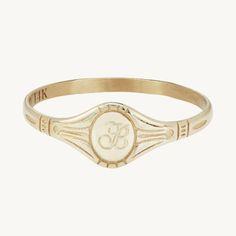 Engravable Baby Cygnet Ring in 14K Yellow Gold | Catbird Catbird Rings, Catbird Jewelry, Style Development, Gold Armband, Gold Signet Ring, Signet Rings, Jewelry Images, Personalized Rings, 14k Gold Ring