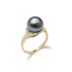 Ring 14k Yellow Gold 10-11mm Tahitian Black Pearl Diamond: 0.319 CTW A 14K yellow gold ring Ring sizes 5-9 (Additional ring sizes may be available at a higher price. Contact us for assistance) Due to their nature, no two pearls are alike. Pearls will vary in color, shape and overtone. Dimples, birthmarks, surface imperfections may be present and speak to their nature making each pearl unique. Maui Divers Jewelry offers extended sizing which may be subject to an additional cost. Any subsequent re Black Pearl Rings, Black Pearl Ring, Hawaiian Jewelry, Tahitian Black Pearls, Gem Diamonds, Purple Pearl, Pearl Set, Tahitian Pearls, Pearl Diamond