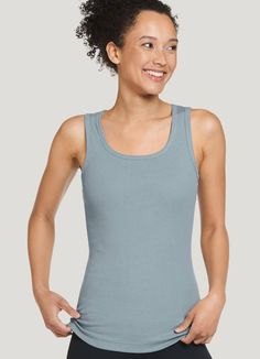 Jockey® 100% Cotton Rib Tank | Jockey.com Fitted Gray Cotton Activewear, Comfortable Fitted Activewear For Everyday, Comfortable Fitted Everyday Activewear, Stretch Cotton Moisture-wicking Tank Top, Stretch Cotton Tank Top With Moisture-wicking, Casual Supportive Activewear For Everyday, Casual Supportive Everyday Activewear, Comfortable Seamless Activewear, Comfortable Cotton Gray Activewear