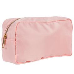 Dimensions: 6" x 9" x 3.25" Material: Nylon & Metal Color: Light Pink & Gold Quantity: 1 Take your odds and ends on the go with this Pouch. This handy pouch boasts a solid color, a rectangular shape, and a zippered opening at its top. Take it with you as-is or customize it with a stylish strap and appliques. It's the perfect size to hold pencils, makeup brushes, and more! Rectangular Cases With Zipper Closure For On-the-go, Travel Nylon Cosmetic Bag With Zipper Closure, Nylon Travel Cosmetic Bag With Zipper Closure, Rectangular Nylon Cases For Everyday Use, Pink Rectangular Case With Zipper Closure, Rectangular Cosmetic Bag With Zipper For Travel, Rectangular Cosmetic Bag With Zipper For On-the-go, Rectangular Cases With Zipper Closure, Portable Nylon Pouch For Daily Use