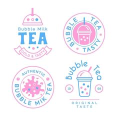 four different logos for bubble tea