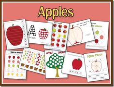 an apple themed activity pack for kids to learn how to use the alphabet and numbers