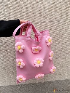 BirdinBag - Stylish Womens Shoulder Bag with Flower Accents - Casual Fashion Spring Flower Shoulder Bag For Everyday Use, Large Capacity Canvas Pouch Bag For Spring, Cute Bags For Daily Use In Spring, Summer Flower Shoulder Bag For Everyday Use, Summer Floral Shoulder Bag For Everyday Use, Trendy Floral Print Tote Shoulder Bag, Spring Floral Print Shoulder Bag, Pink Pouch Shoulder Bag For Spring, Spring Pink Pouch Shoulder Bag