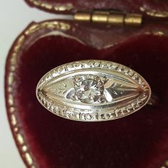 Art Deco 14kt White Gold Ornate Filigree Diamond Ring , 1930s. 1 Round Cut Diamond Approx . .22carats (3.8mm) Diamond (Color "H";Clarity "Si "). Very Bright And Shiny!!!! Stamped 14k. Weight 2.3gr. Size 4(Sizable). Engraved White Gold Diamond Ring Stamped 14k, Collectible Platinum Rings With Brilliant Cut, Elegant White Gold Engraved Ring Stamped 14k, Vintage Oval Diamond Ring With Single Diamond, Vintage Oval Diamond Ring With Single Stone, Collectible Heirloom Solitaire Ring, Classic Silver Engraved Diamond Cut Ring, Classic Silver Engraved Ring With Diamond Cut, Vintage Engraved Ring With Single Diamond For Formal Occasions