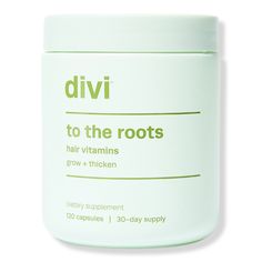 Hair Vitamin and Supplement, Grow + Thicken -  Hair Vitamin and Supplement, Grow + Thicken contains the Divi Roots-9 Complex and other clean, innovative ingredients working together to promote hair growth and thickness.    Benefits     Formulated with ingredients that help to promote a healthy hair growth cycle, improve hair fullness and thickness and increase existing hair growth Encapsulated in slow-release beadlet technology Crafted with adaptogens, vitamins, minerals and science-backed ingre Increase Hair Thickness, Vitamin Brands, Promote Hair Growth, Hair Supplements, Hair Growth Cycle, Vitamins For Hair Growth, Hair Growth Supplement, Vitamins For Skin, Hair Vitamins