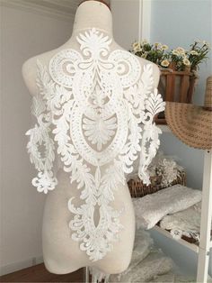 Illusion Bridal Gown, Large Embroidery, Bodice Applique, Gown Bridal, Unique Embroidery, Crazy Quilting, For Wedding Dress, Wedding Lace, فستان سهرة