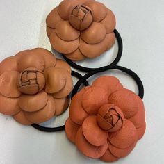 Leather Hair Accessories/Leather Flower Leather Hair Accessories, Leather Flower, Leather Company, Leather Flowers, Color Orange, Colorful Flowers, Hair Accessories, Women Accessories, Orange