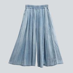 Take a step back to the '00s with our Y2K-inspired 2023 Spring-Summer Collection Light Wash Culottes Denim Pants. With vintage-trend embroidery. a elevated-waist fit. and a rubber closure. these pants are the epitome of effortlessly chic fashion. Distinctive Features: Y2K Style: Channel the nostalgia of the early 2000s with a style that is timeless and unique. Embroidered: Take your look to the next level with intricate embroidery that adds a vintage touch. Culottes: Show off your legs with a pa Blue Cotton Wide-leg Jeans, Trendy Stretch Wide-leg Jeans, Dark Wash Wide-leg Cropped Jeans, Casual Mid-rise Wide Leg Pants With Frayed Hem, Relaxed Fit Medium Wash Wide-leg Cropped Jeans, Relaxed Fit Wide-leg Cropped Jeans In Medium Wash, Light Wash Wide-leg Cropped Denim Jeans, Light Wash Wide-leg Cropped Jeans, Casual Washed Wide-leg Flare Jeans