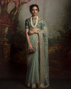 Sabyasachi Sarees, Sabyasachi Lehenga, Sari Design, Red Lehenga, Ghagra Choli, Designer Sarees Online, Green Saree, Net Saree, Saree Trends