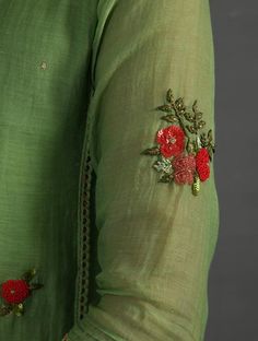 ny Sonal Kabra now available at Trendroots Embroidery Dress Diy, Machi Work, Yoke Embroidery, Heavy Suit, Kurta Embroidery, Machine Stitches, Viking Embroidery, Kurta Pants, Embroidery Kurti