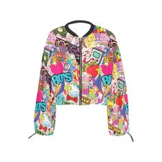 Enjoy this beautiful Jacket any time of the year. It is sure to compliment you style with anything you wear. Chiffon Material, For Women, All Over Printing 13.33 Oz. Designed for fashion women, stylish and personalized. Made from chiffon material. Comfort and softness offered for you. Lining featured provides you better wearing experience. Elastic waistband and sleeve cuff fit your size well. Great choice for sun protection, daily wearing and other activities. Size: XS,S,M,L,XL,2XL. Please calcu Casual Long Sleeve Cropped Jacket For Party, Casual Spring Cropped Jacket For Party, Casual Cropped Jacket For Spring Party, Retro Long Sleeve Windbreaker For Spring, Spring Party Outerwear With Patchwork, Trendy Long Sleeve Outerwear With Graphic Print, Trendy Patchwork Outerwear For Spring, Retro Patchwork Outerwear For Spring, Trendy Fall Windbreaker With Patchwork