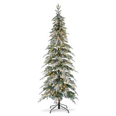 a white christmas tree with lights on it