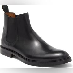 A Classic Pair Of Chelsea Boots Crafted From Italian-Leather Features Hand-Burnished Finishes For Refined Style. Plain Toe Leather Upper And Sole Color:Black Size: 45 (If Half Size We Recommend Customers To Go Size Down.) Made In Italy Leather Pointed Toe Business Boots, Leather Pointed Toe Boots For Business, Business Leather Boots With Pointed Toe, Formal Chelsea Boots With Round Toe, Black Calf Leather Almond Toe Shoes, Black Calf Leather Shoes With Almond Toe, Leather Chelsea Boots With Pointed Toe For Office, Pointed Toe Leather Chelsea Boots For Office, Formal Chelsea Boots For Fall With Closed Toe