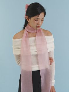 Wrap A Scarf Around Neck, Sheer Scarf Outfit, Long Silk Scarf Outfit, Elegant Pink Scarves For Spring, Casual Pink Silk Scarf For Summer, Pink Casual Scarves For Spring, Pink Feminine Silk Scarf, Casual Pink Scarves For Spring, Chic Pink Scarves For Spring