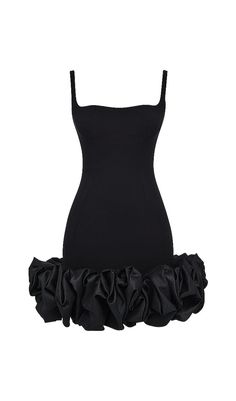 BLACK RUFFLE HEM DRESSThe BLACK RUFFLE HEM DRESS is a stunning and elegant dress that is perfect for any special occasion. Made from luxurious black satin, this dress features a beautiful ruffle hem and is cut straight across the bust for a flattering fit. It is a dress that is sure to make a statement and turn heads wherever you go.Key Features: Made from single duchess satin for a luxurious feel Adorned with a ruffle hem for added elegance Flattering fit with a straight cut across the bust Ful Champagne Bar, Birthday Fits, Duchess Satin, Romantic Date, Ruffle Hem Dress, Satin Slip Dress, Hoco Dresses, Versatile Dresses, Plus Dresses