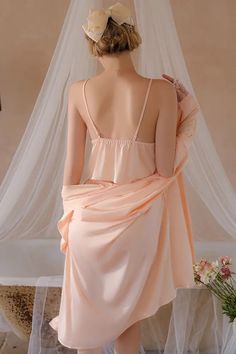 Satin Sleepwear With Built-in Bra For Wedding Night, Spring Satin Sleepwear With Lace Trim, Feminine Solid Color Sleepwear For Loungewear, Feminine Satin Sleepwear For Summer, Spring Bedtime Camisole Set, Feminine Satin Sleepwear Sets, Summer Night Sets With Spaghetti Straps, Summer Night Spaghetti Strap Sets, Lace Sets For Loungewear In Spring