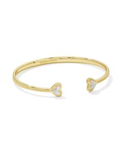 Framed Ari Heart Gold Cuff Bracelet in White Opalescent Drusy | Kendra Scott Kendra Scott Heart Bracelet, Kendra Scott Cuff Bracelet, Heart Stones, Hoof Print, Hermes Bracelet, Gold Cuff Bracelet, Preppy Jewelry, Jewelry Accessories Ideas, Stylish Bracelet